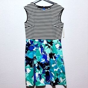 NWT Sandra Darren Striped Floral‎ Dress SIZE 12. #767